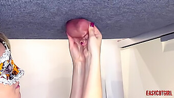 Mistress AnnyCandy orders her boyfriend to milk his balls for her pleasure